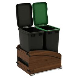 4WCCC Series Double 50 QT Bin Bottom Mount Waste Containers for 18" Cabinet, Black Alt 6 - Image