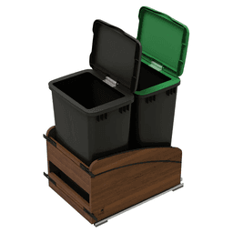 4WCCC Series Double 50 QT Bin Bottom Mount Waste Containers for 18" Cabinet, Black Alt 7 - Image