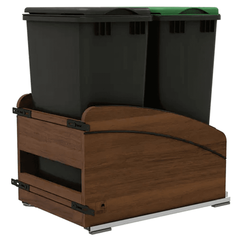 4WCCC Series Double 50 QT Bin Bottom Mount Waste Containers for 18" Cabinet, Black Main - Image
