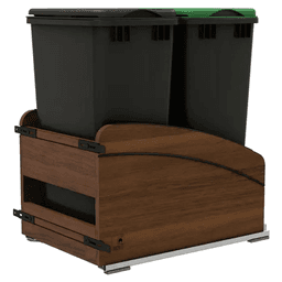4WCCC Series Double 50 QT Bin Bottom Mount Waste Containers for 18" Cabinet, Black Main - Image
