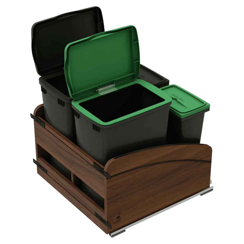 4WCCC Series 32 QT Bin Bottom Mount Waste Containers for 24" Cabinet, Black Alt 5 - Image