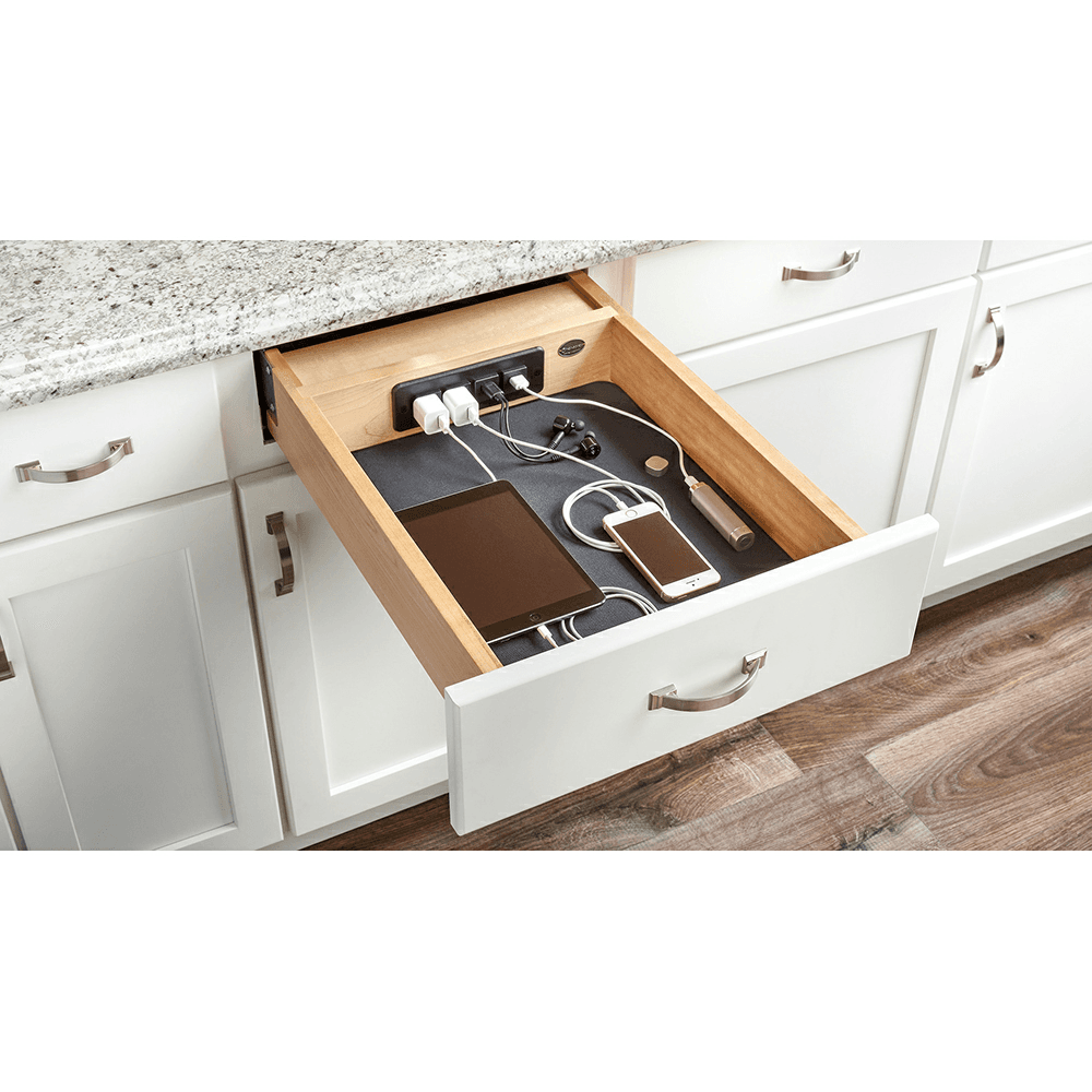 15" Charging Drawer with BLUMOTION Soft-Closing for 18" Cabinet Opening, Maple - Alt Image 2