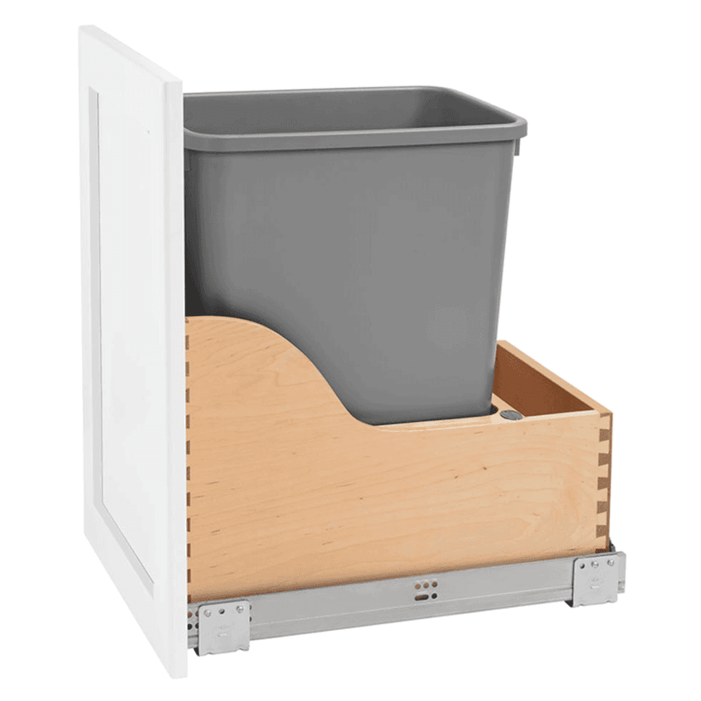 Single 35 QT Bottom-Mount Waste Container Pullout, Tandembox BLUMOTION Soft-Close, Silver - Main Image