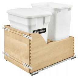 Double 24 QT/35 QT Bottom-Mount Waste Container Pullout with BLUMOTION Soft-Closing, White - Main Image