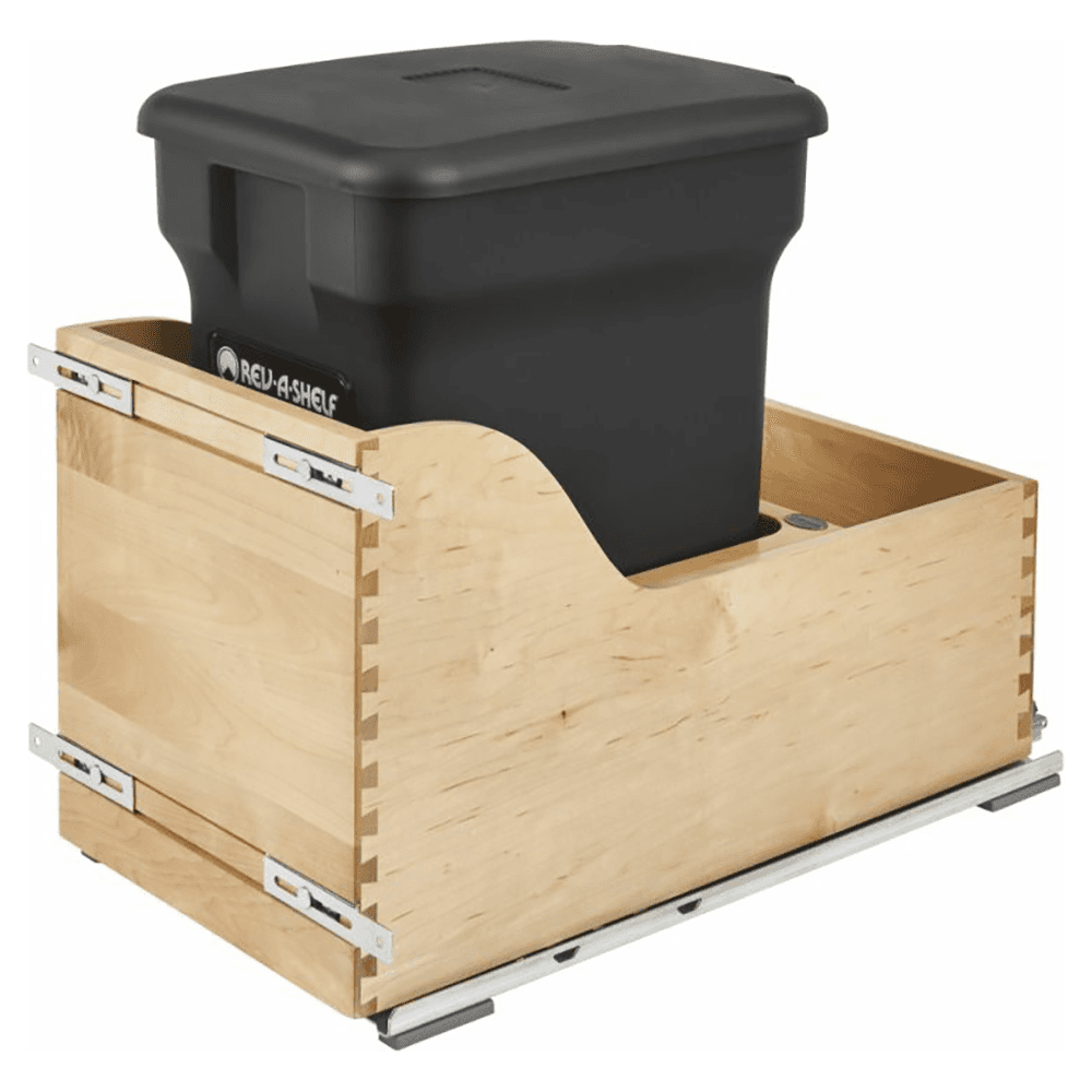 Single 24 QT Bottom-Mount Waste Container Pullout with BLUMOTION Soft-Closing, Black - Main Image