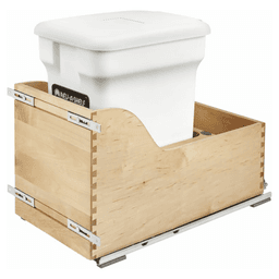 Single 24 QT Bottom-Mount Waste Container Pullout with BLUMOTION Soft-Closing, White - Main Image