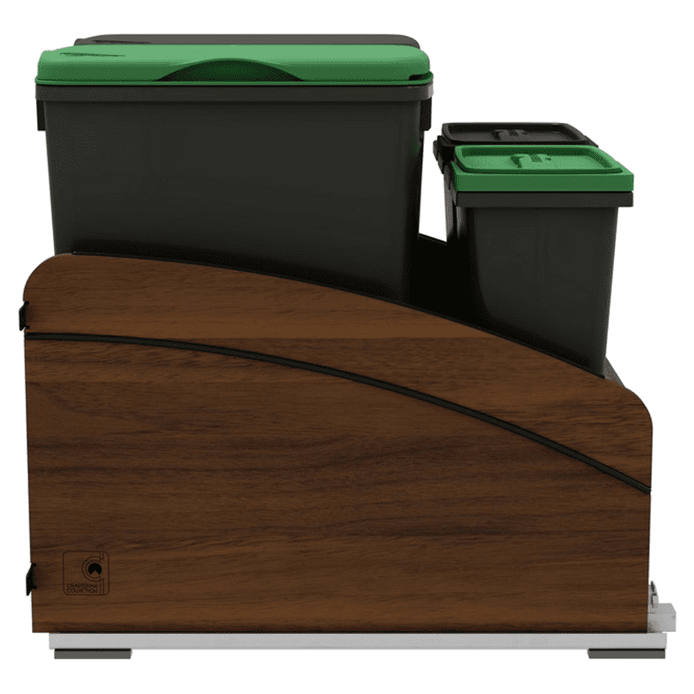 4WCCC Series Double 50 QT Bin Bottom Mount Waste Containers for 18" Cabinet, Silver Alt 2 - Image