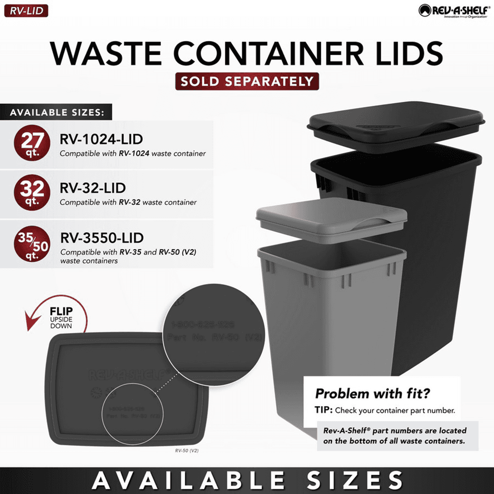 4WCCC Series Double 50 QT Bin Bottom Mount Waste Containers for 18" Cabinet, Silver Alt 9 - Image