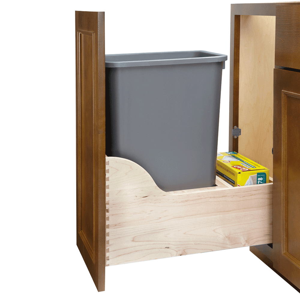 Single 35 QT Waste Container Pullout with BLUMOTION Tandem and Servo Drive, Silver - Alt Image 1