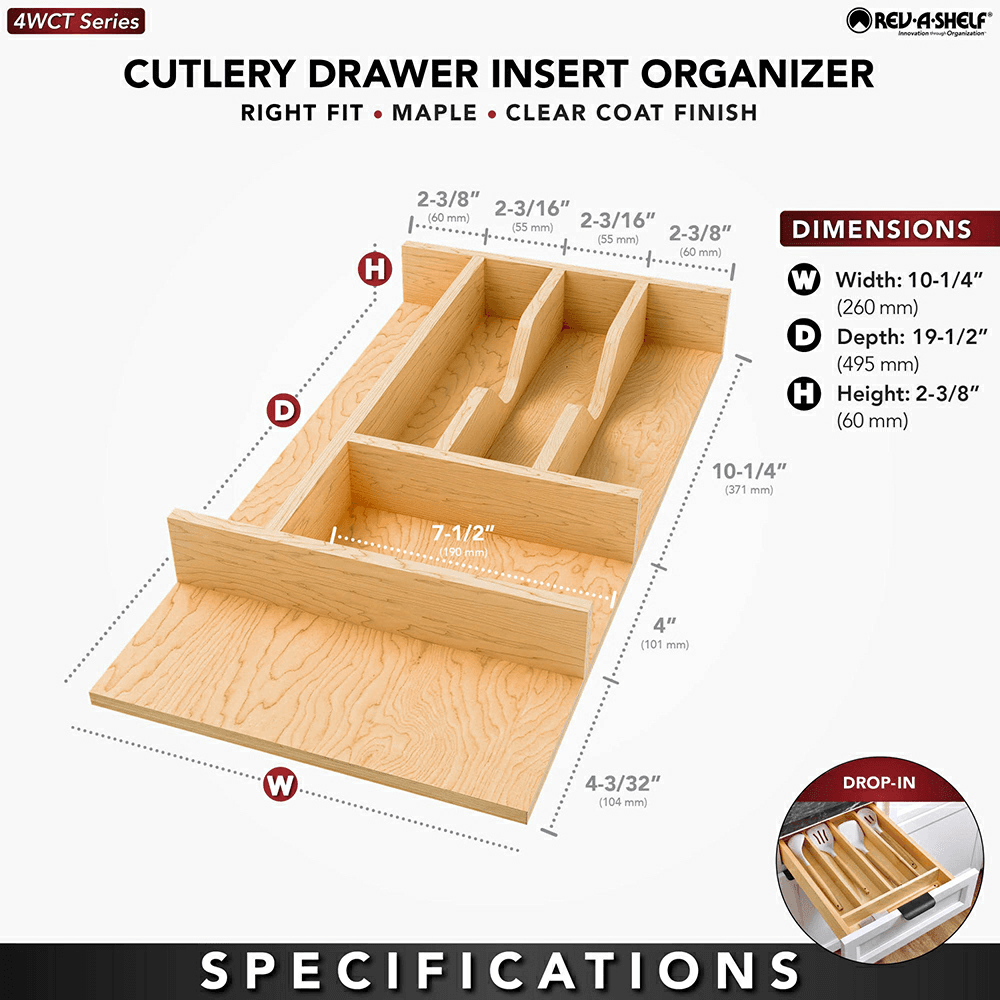 10-1/4" 4WCT Right Fit Cutlery Drawer Insert, Light Brown (96 Pallet) Alt 3 - Image
