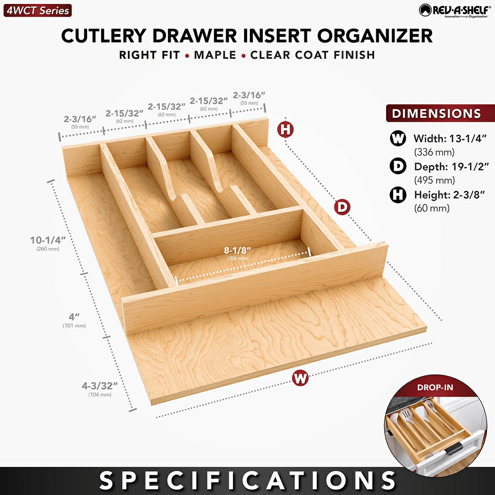 13-7/32" 4WCT Right Fit Cutlery Drawer Insert, Light Brown (78 Pallet) Alt 4 - Image