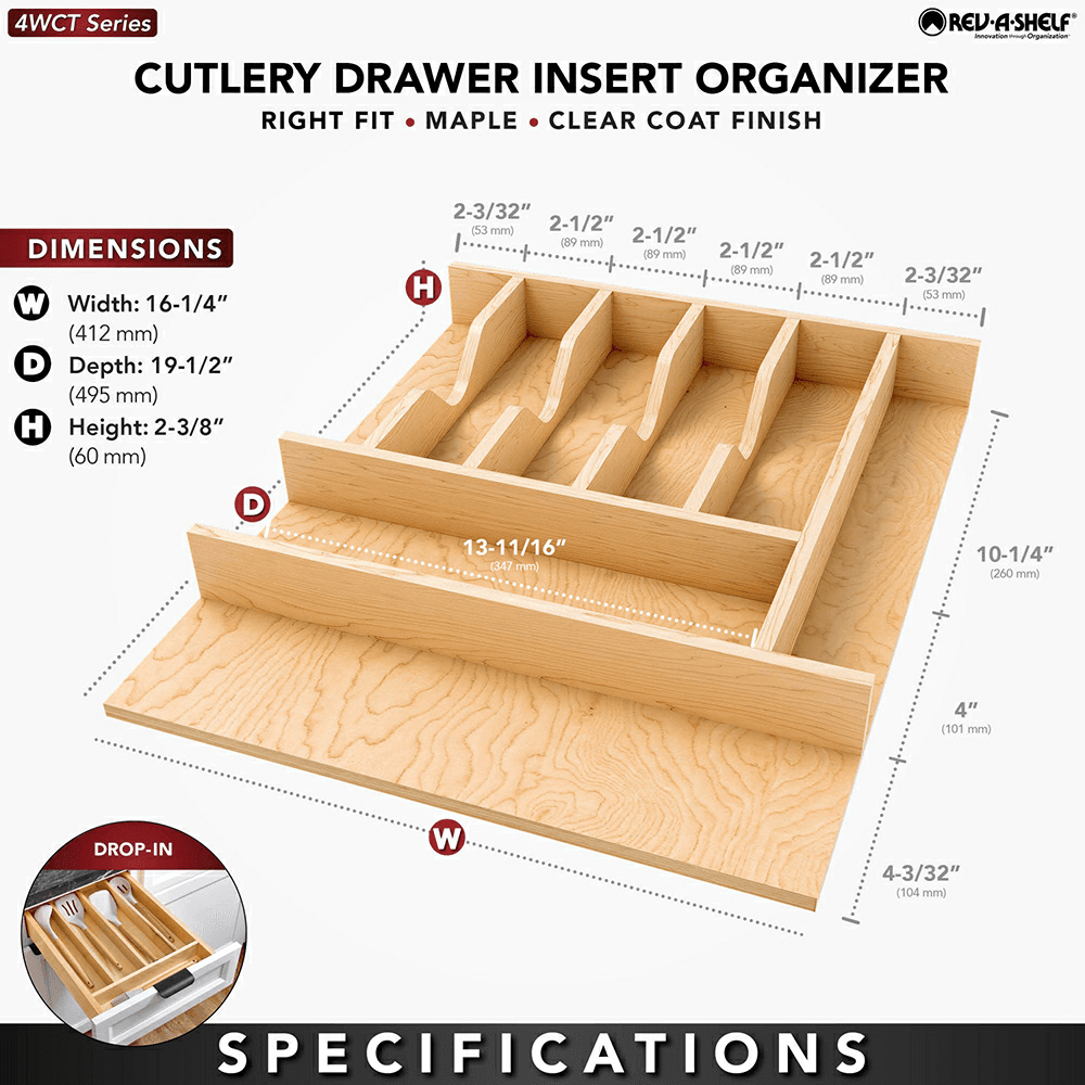 16-7/32" 4WCT Right Fit Cutlery Drawer Insert, Light Brown (52 Pallet) Alt 3 - Image