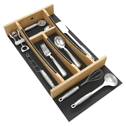 10-1/4" Craftsman Cutlery Drawer Insert with Black Accent, Light Brown Alt 4 - Image