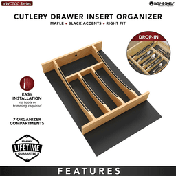 13-1/4" Craftsman Cutlery Drawer Insert with Black Accent, Light Brown Alt 7 - Image