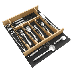 16-1/4" Craftsman Cutlery Drawer Insert with Black Accent, Light Brown Alt 4 - Image