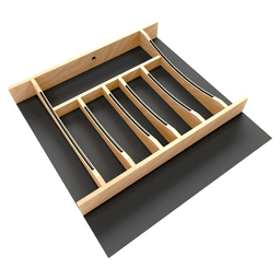 19-1/4" Craftsman Cutlery Drawer Insert with Black Accent, Light Brown Main - Image