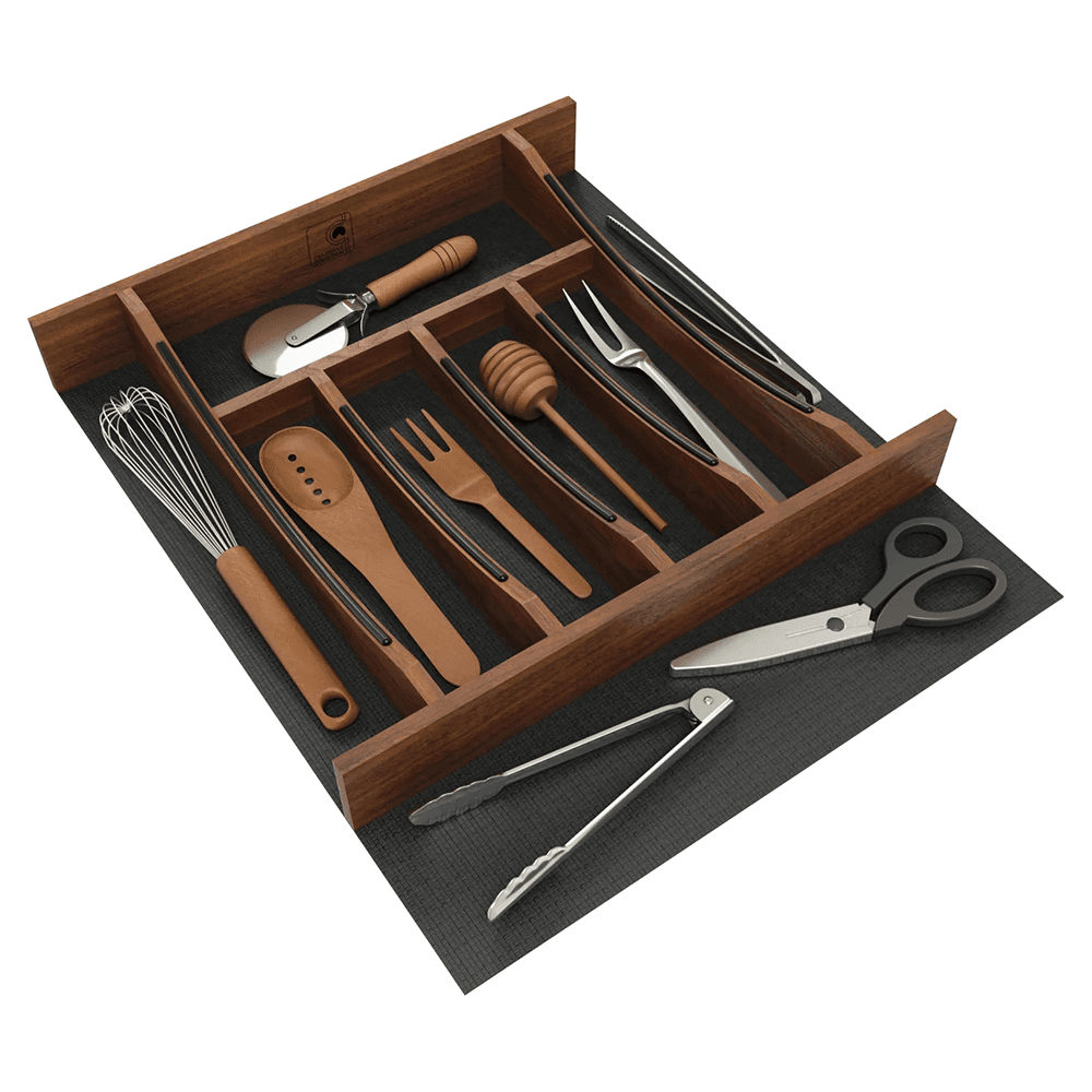 21" 4WCTCC Right Fit Cutlery Drawer Insert, Dark Brown Alt 7 - Image