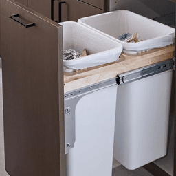 Single 35 QT Top-Mount Silver Waste Container Pullout, Ball Bearing Soft-Closing, Metallic Silver - Alt Image 1