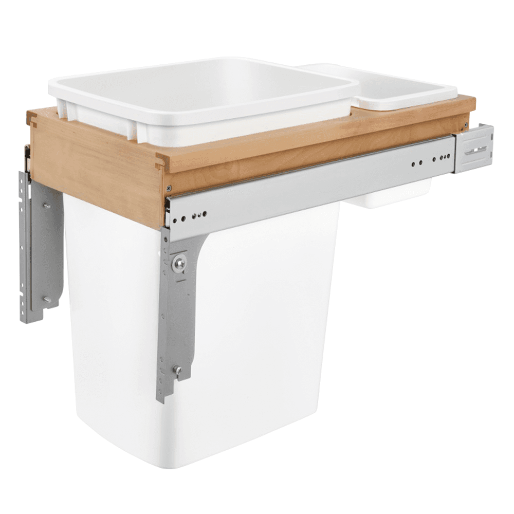 Single 35 QT Top-Mount Waste Container Pullout, Standard Close for 1-1/2" Face Frame, White - Main Image