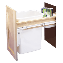 Single 35 QT Top-Mount Waste Container Pullout, Standard Close for 1-1/2" Face Frame, White - Alt Image 1