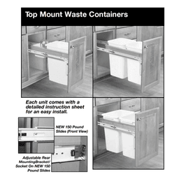 Single 35 QT Top-Mount Waste Container Pullout 1-1/2" Face Frame, Natural/Metallic Silver - Alt Image 2