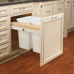 Double 35 QT Top-Mount Waste Container Pullout with 1-5/8" Face Frame for 17-3/4" Cabinet Opening, White - Alt Image 1