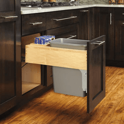 Single 35 QT Top-Mount Waste Container Pullout, Rev-A-Motion Soft-Closing, Silver - Alt Image 1