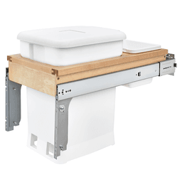 Single 6 Gallon Top-Mount Compost Waste Container Pullout with Soft-Closing for 12" Opening Width, White - Main Image