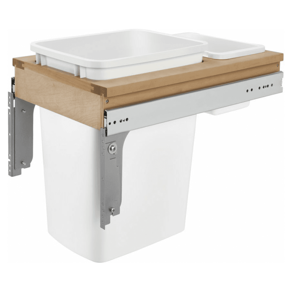 Single 35 QT Top-Mount Waste Container Pullout, White - Main Image