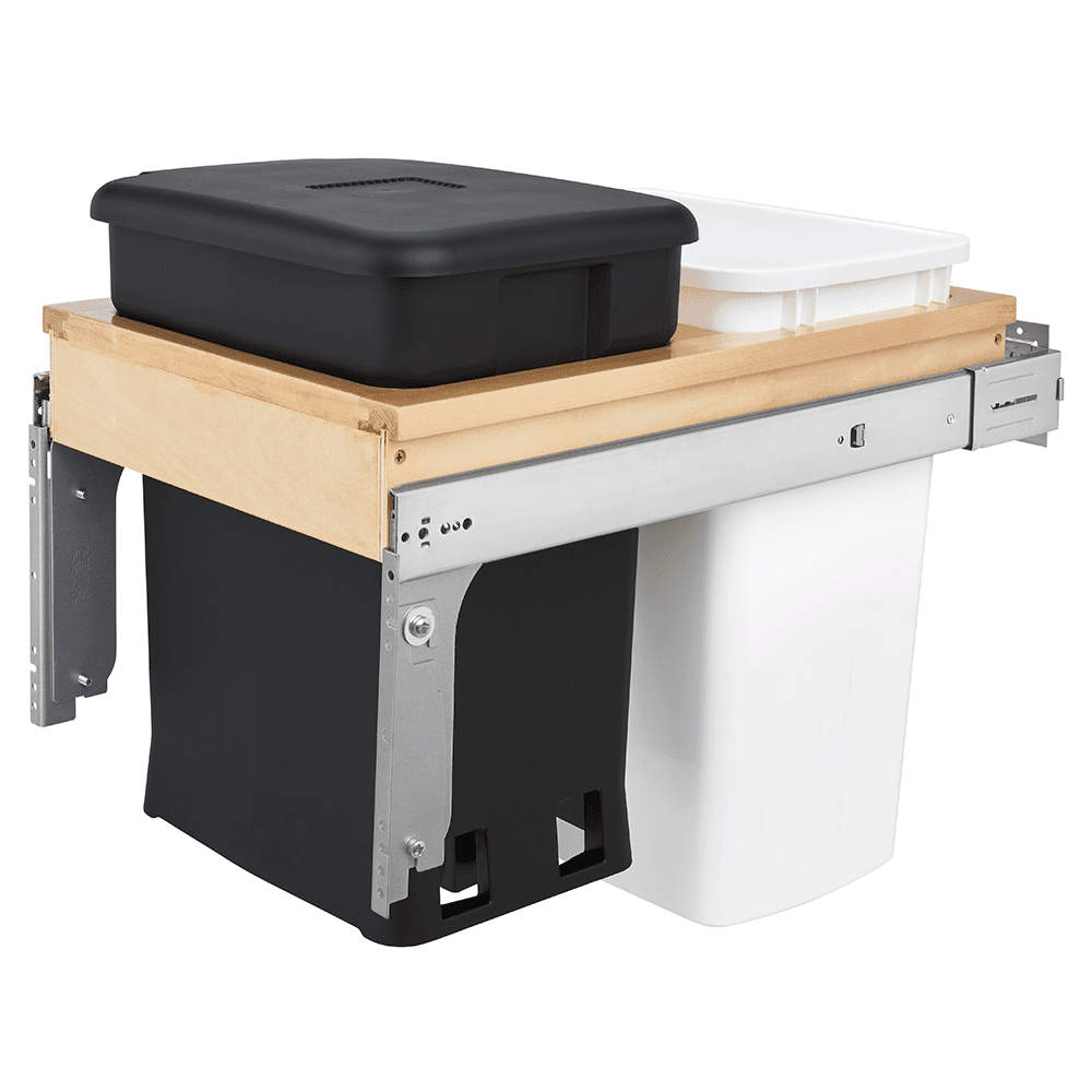 Single 6 Gallon Top-Mount Compost Waste Container Pullout with 35 Qt Bin, Green - Alt Image 1