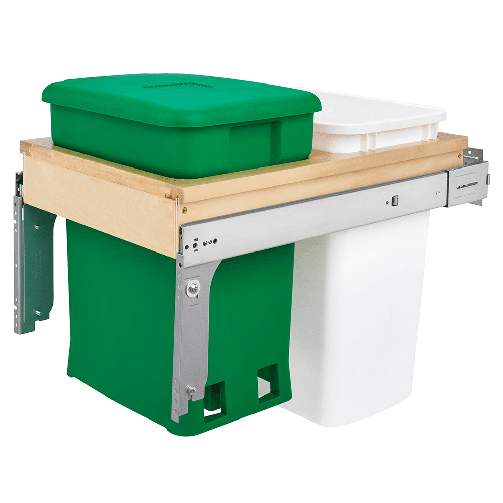 Single 6 Gallon Top-Mount Compost Waste Container Pullout with 35 Qt Bin, Green - Main Image