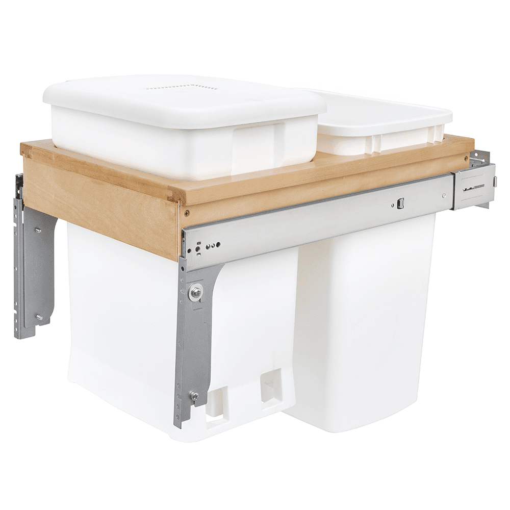 Single 6 Gallon Top-Mount Compost Waste Container Pullout with 35 Qt Bin, White - Main Image