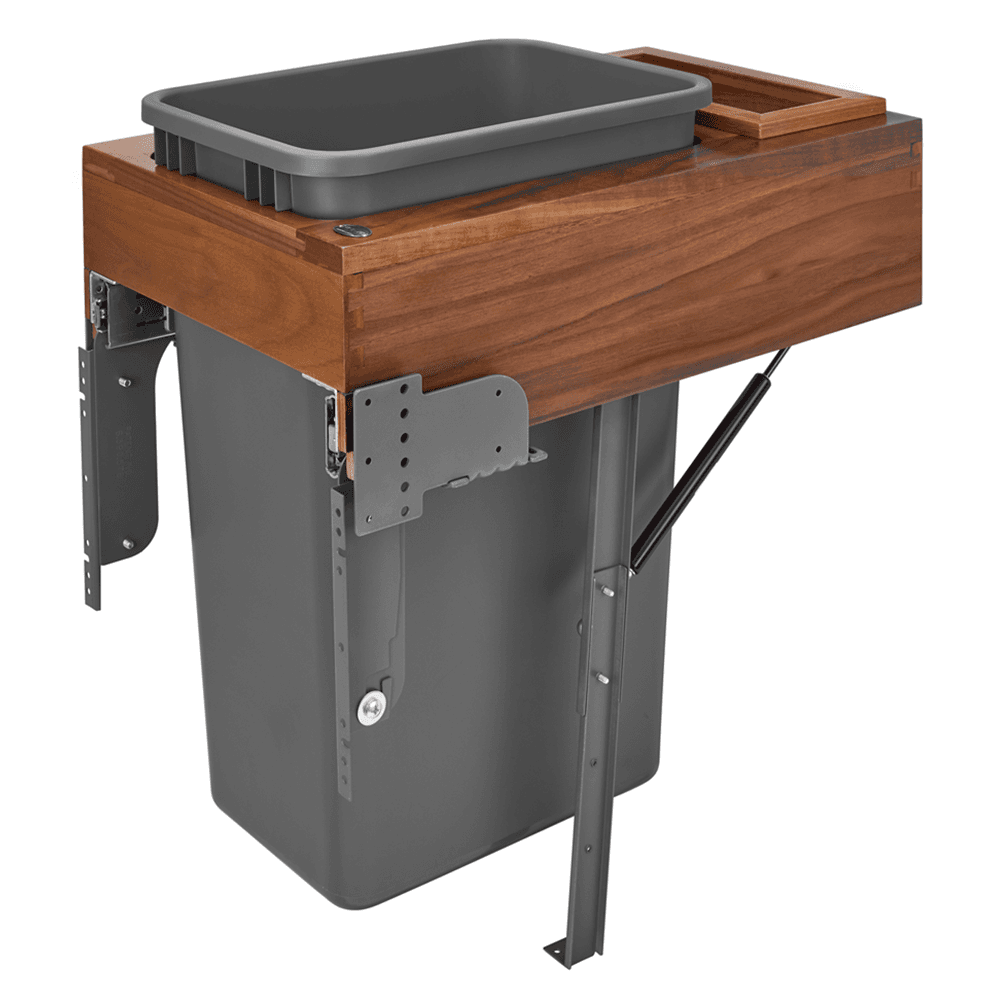 Single 50 QT Top-Mount Waste Container Pullout, Rev-A-Motion Soft-Closing, Orion Gray - Main Image