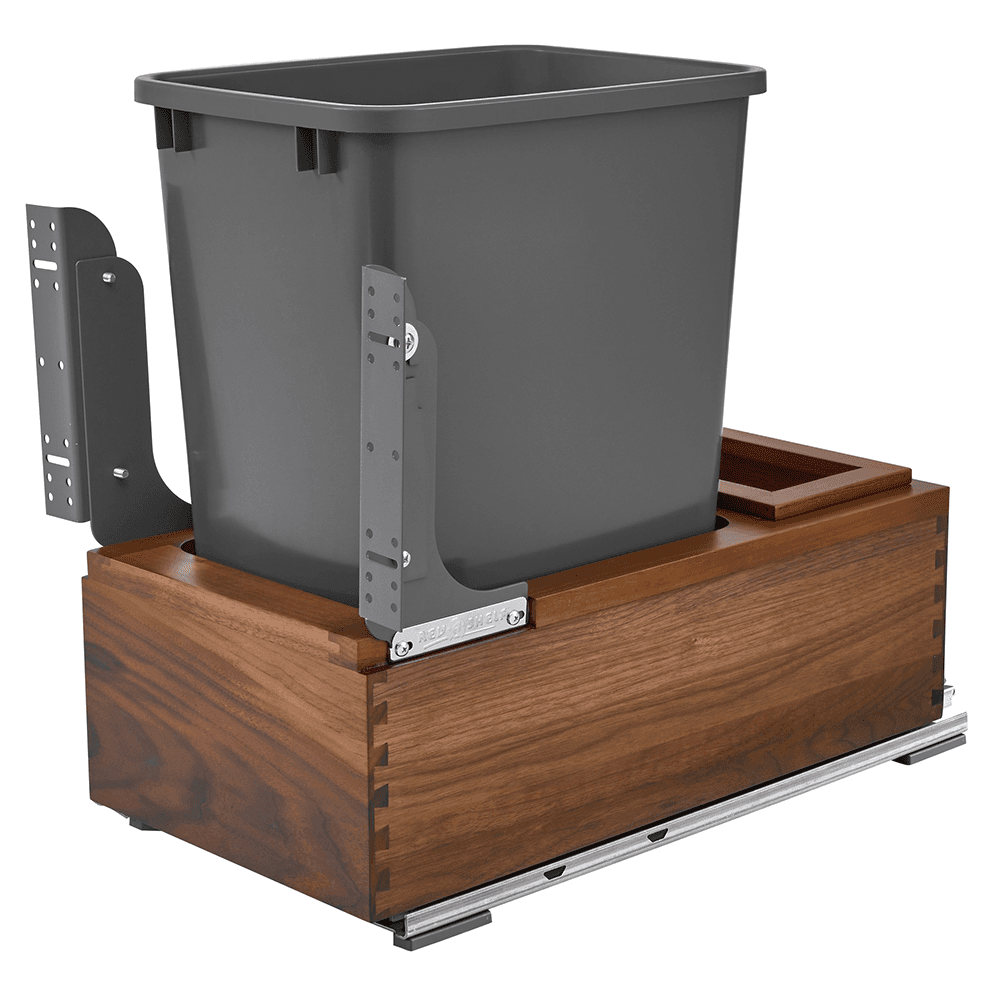 Single 35 QT Bottom-Mount Waste Container Pullout, Soft-Closing, Natural - Alt Image 1