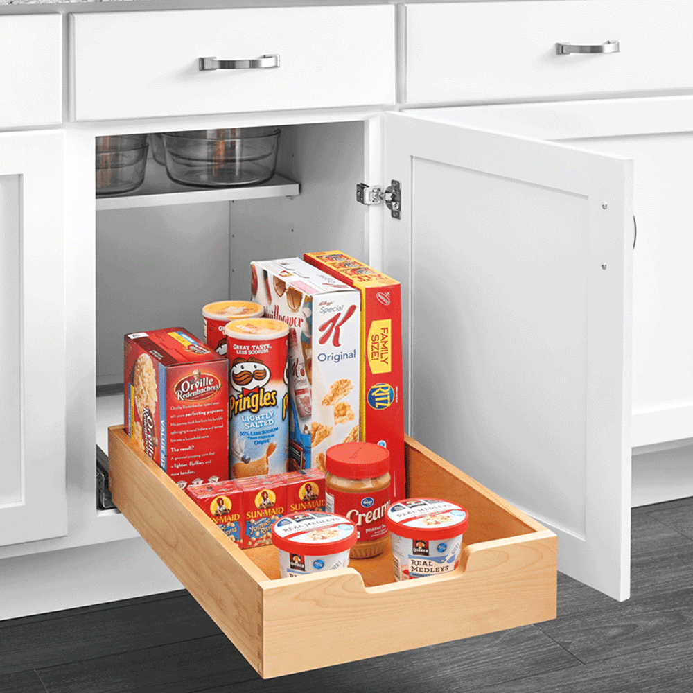 14" 1-Tier Wood Pullout Drawer with BLUMOTION Soft-Closing for 18" Cabinet Opening, Wood - Alt Image 1