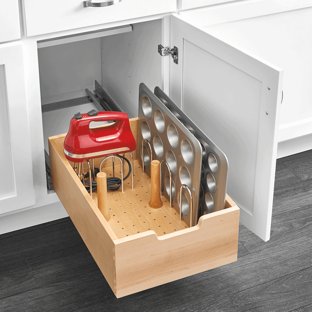 20" 1-Tier Wood Drawer Pullout with BLUMOTION Soft-Closing, Wood - Alt Image 1