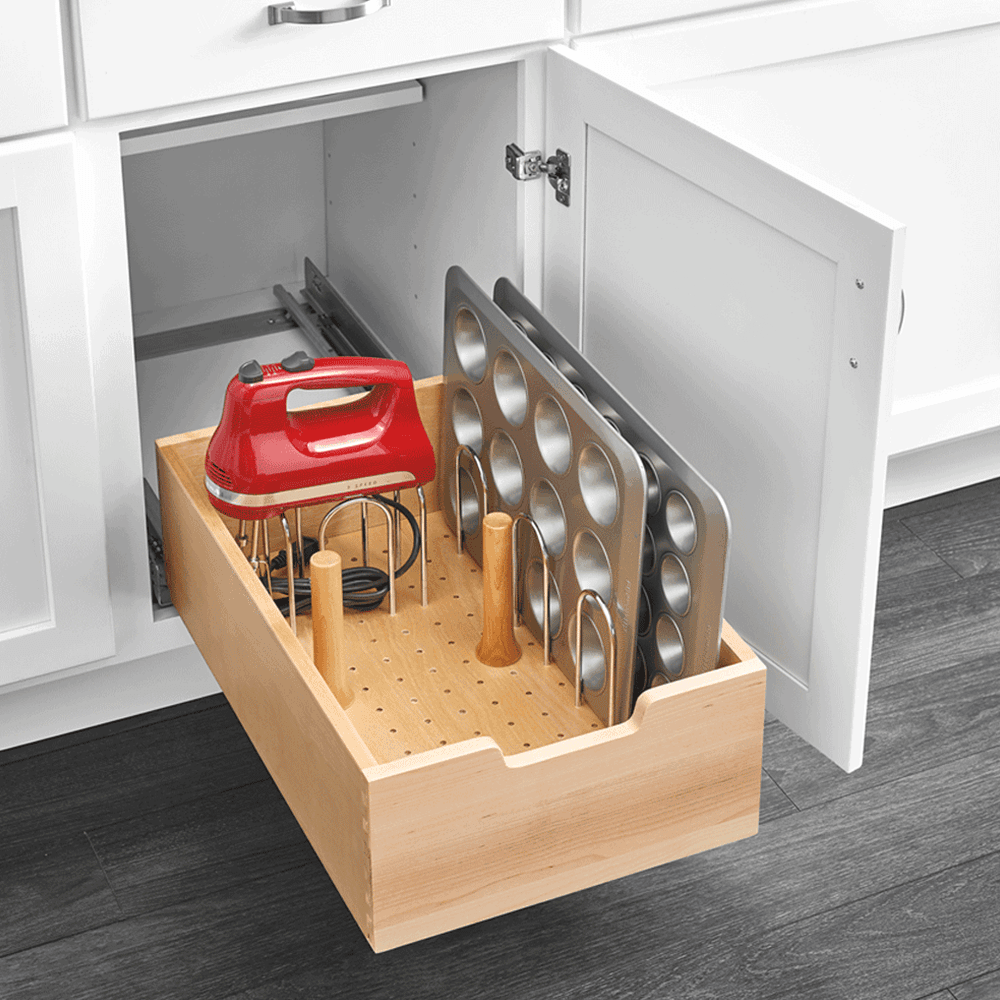 19-3/8" 1-Tier Pilaster Drawer with BLUMOTION Soft-Closing, Wood - Alt Image 1