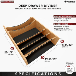 25-1/4" Craftsman Adjustable Deep Cutlery Drawer Divider Insert with Black Accent, Light Brown Alt 10 - Image