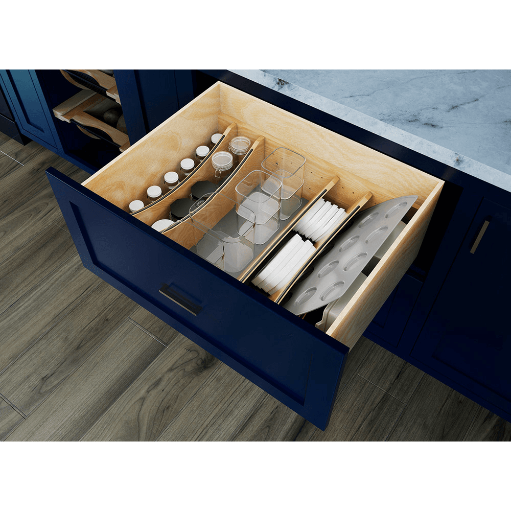 25-1/4" Craftsman Adjustable Deep Cutlery Drawer Divider Insert with Black Accent, Light Brown Alt 5 - Image