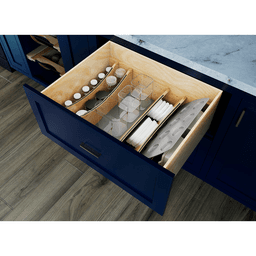 25-1/4" Craftsman Adjustable Deep Cutlery Drawer Divider Insert with Black Accent, Light Brown Alt 5 - Image