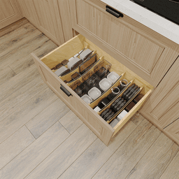 31-7/32" Craftsman Adjustable Deep Cutlery Drawer Divider Insert with Black Accent, Light Brown Alt 5 - Image