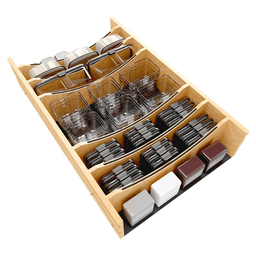 31-7/32" Craftsman Adjustable Deep Cutlery Drawer Divider Insert with Black Accent, Light Brown Alt 8 - Image