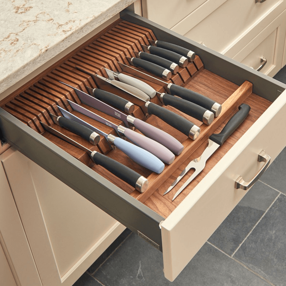 18-1/2" Double Knife Block Insert for Drawer, Walnut - Alt Image 2