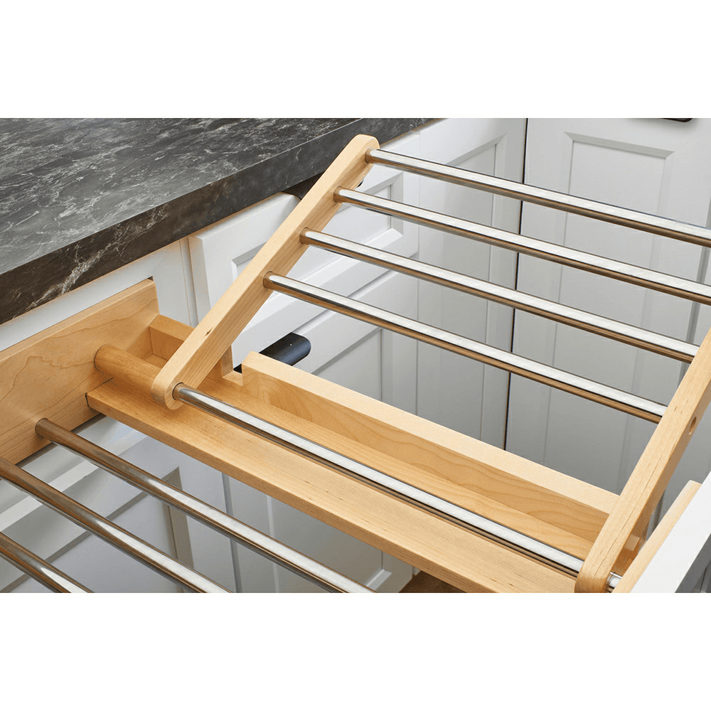 27" 4WDR Wood Drying Rack Drawer with BLUM Soft-Close Slides, Clear Alt 2 - Image