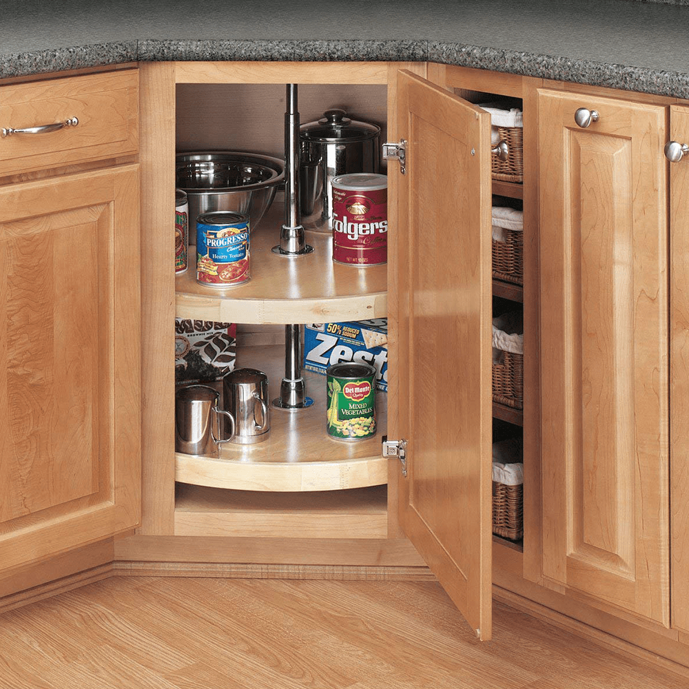 4WLS 28" Full-Circle 2 Tray Wood Lazy Susan - Alt Image 1