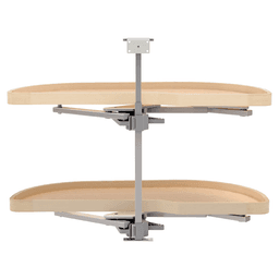 4WLS87 2-Tier Girasolo Right-Hand Wood Classic Shelves Blind Corner Optimizer with Soft-Close for 12" Cabinet Opening, Light Brown Alt 1 - Image