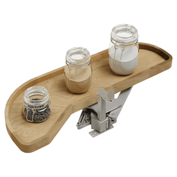 Single-Tier Girasolo Left-Hand Wood Classic Shelves Blind Corner Optimizer with Soft-Close for 12" Corner Cabinet, Light Brown Alt 8 - Image