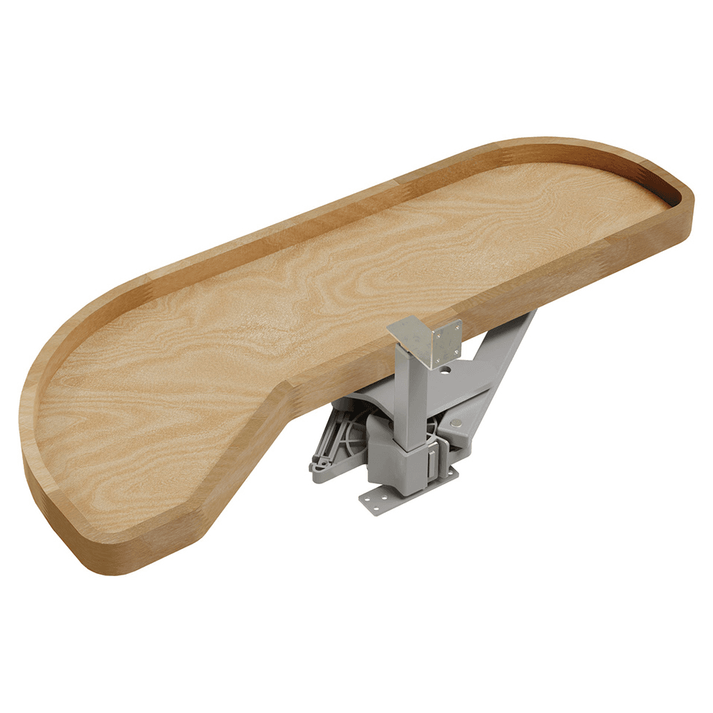 Single-Tier Girasolo Left-Hand Wood Classic Shelves Blind Corner Optimizer with Soft-Close for 12" Corner Cabinet, Light Brown Main - Image