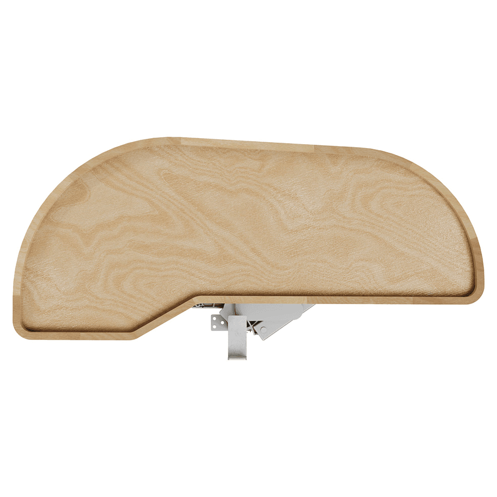 Single-Tier Girasolo Left-Hand Wood Classic Shelves Blind Corner Optimizer with Soft-Close for 15" Corner Cabinet, Light Brown Alt 7 - Image