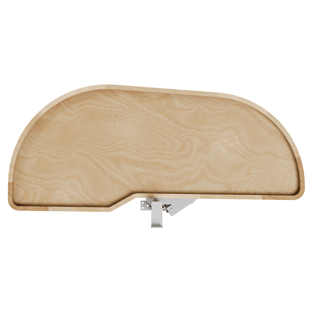 Single-Tier Girasolo Left-Hand Wood Classic Shelves Blind Corner Optimizer with Soft-Close for 18" Corner Cabinet, Light Brown Alt 7 - Image